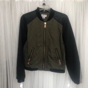Olive Green and Black Bomber Jacket